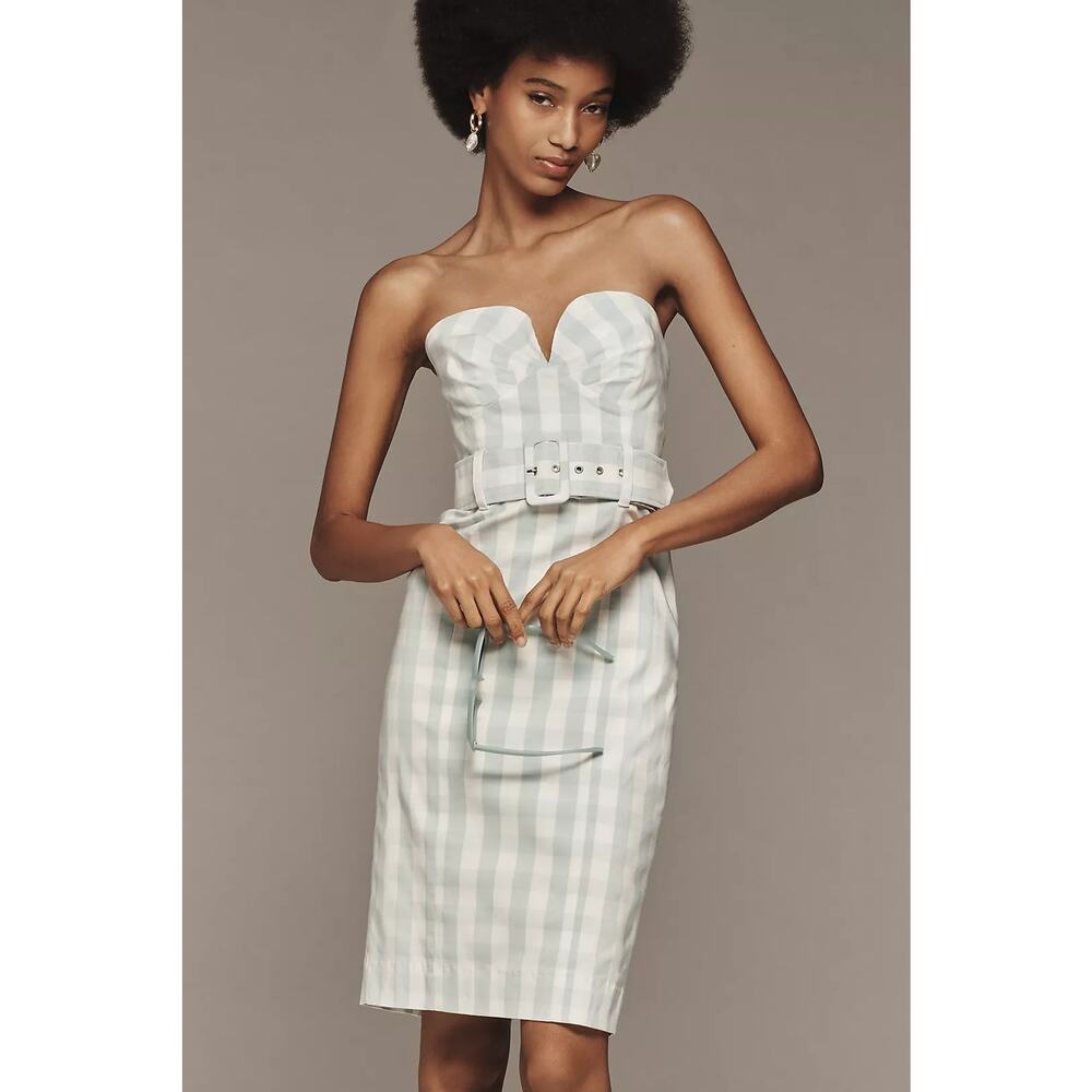 NWT Anthropologie Maeve Strapless Sweetheart Fitted Midi Dress $178 X-LARGE Mint